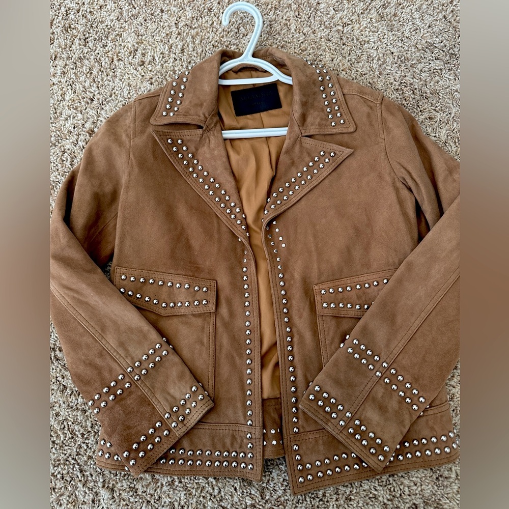 All Saints Suede Jacket with metal studs